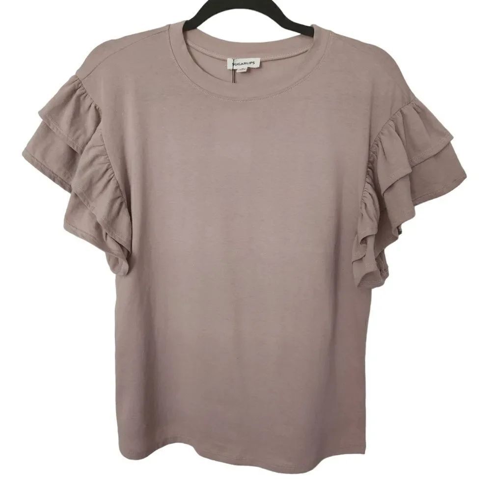Sugarlips Womens Layered Ruffle Sleeve Cotton Top Size Medium